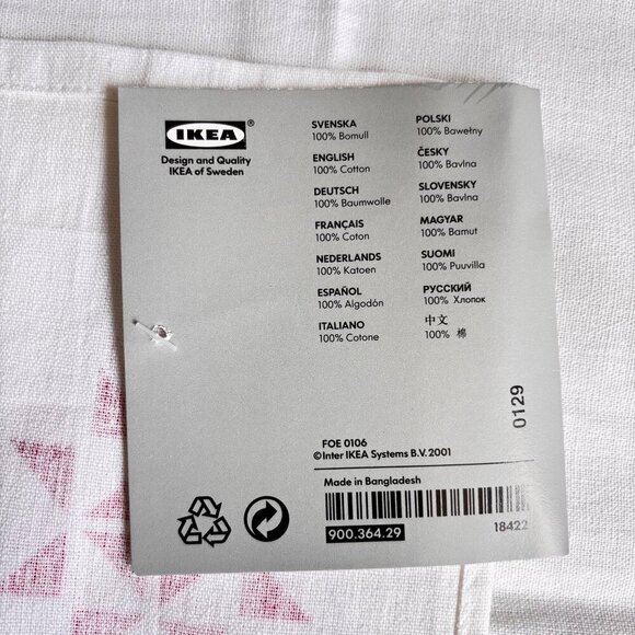 Ikea Red & White Cotton Tea Towels Set 2 Scandanavian Star Kitchen Large New - Picture 3 of 3